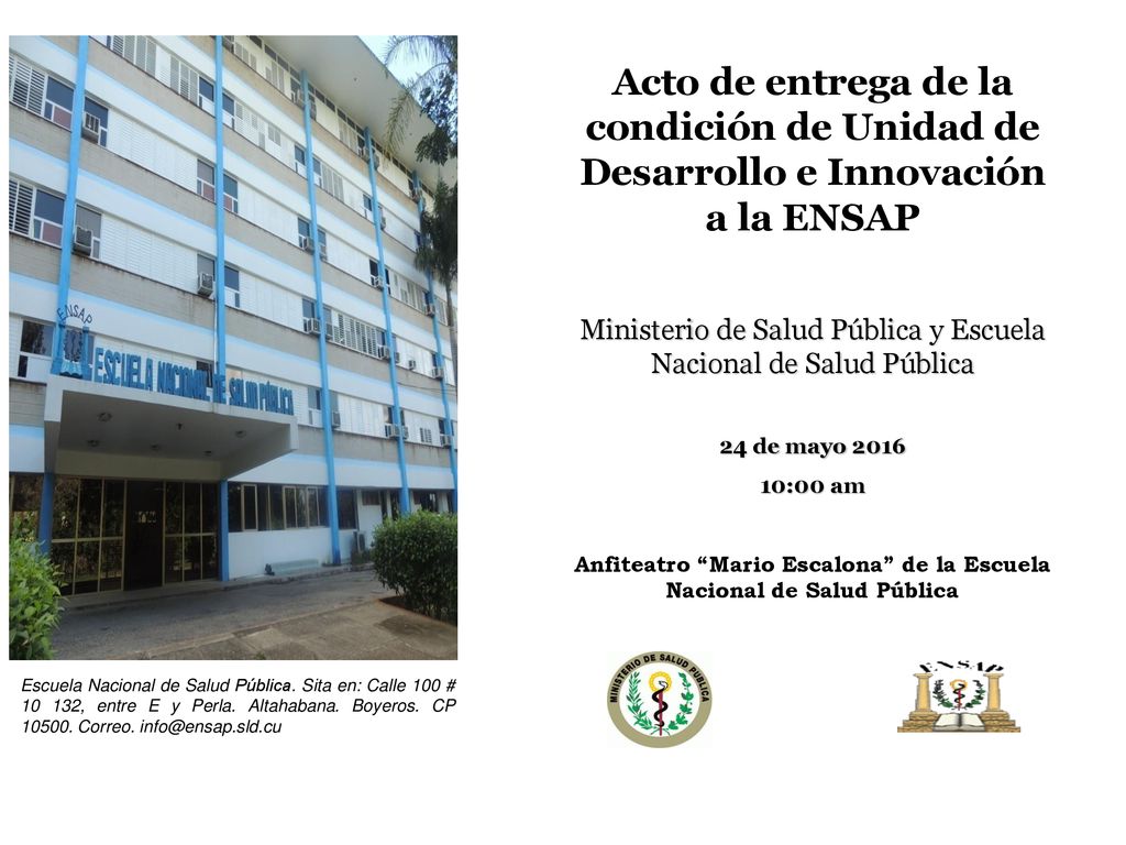 Anfiteatro Mario Escalona de la Escuela Nacional de Salud Pública