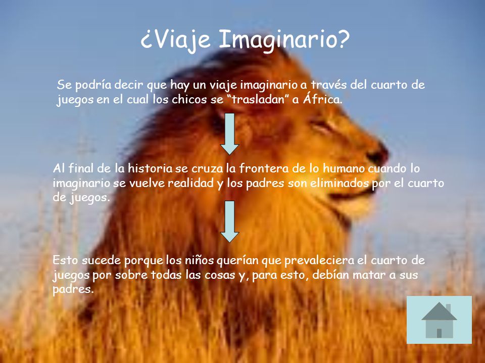 ¿Viaje Imaginario Se podría decir que hay un viaje imaginario a través del cuarto de juegos en el cual los chicos se trasladan a África.