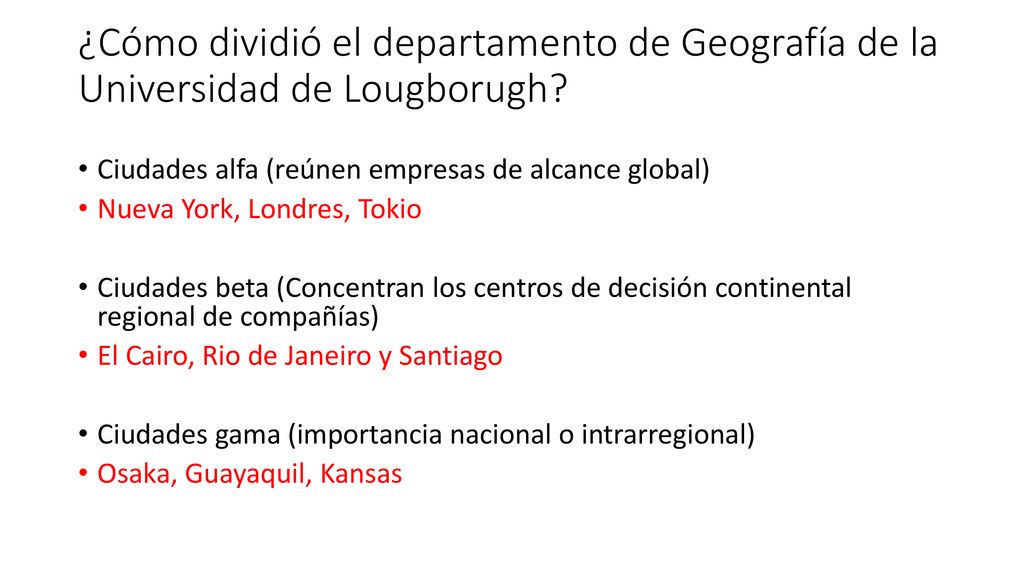 ¿Cómo dividió el departamento de Geografía de la Universidad de Lougborugh