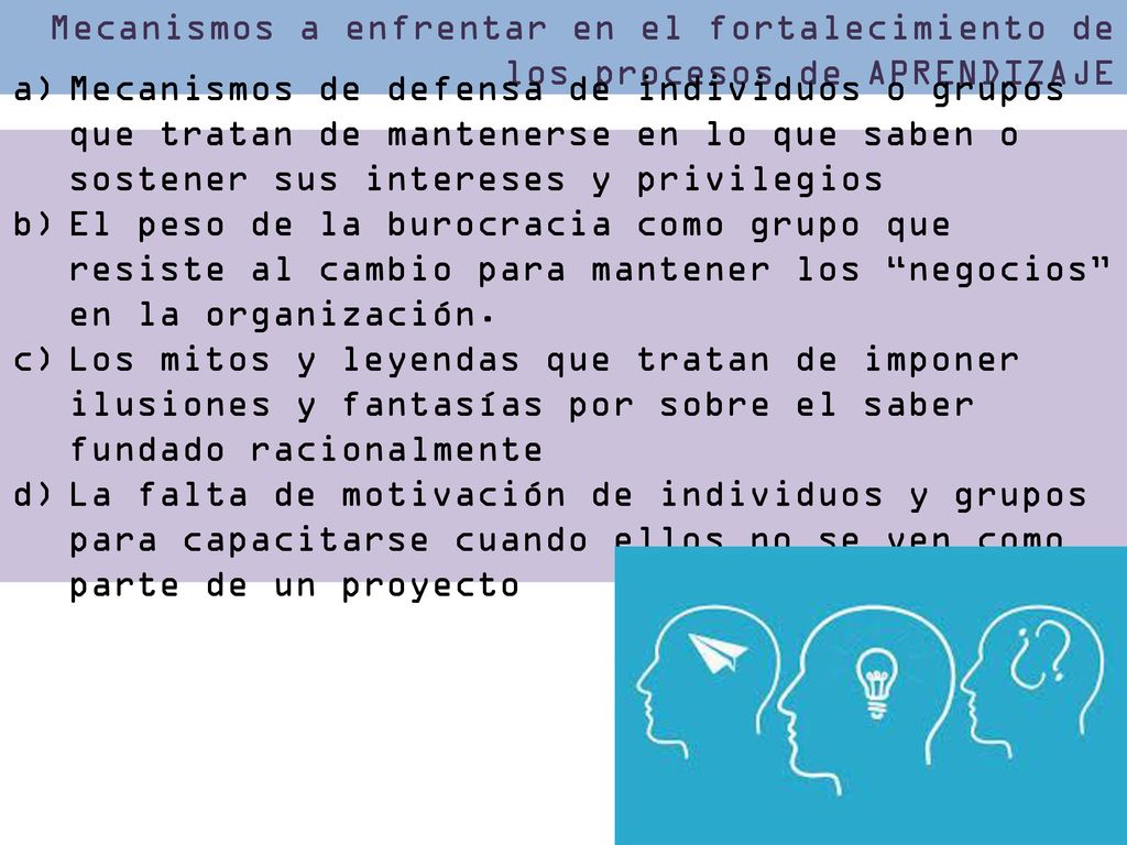 Mecanismos a enfrentar en el fortalecimiento de los procesos de APRENDIZAJE