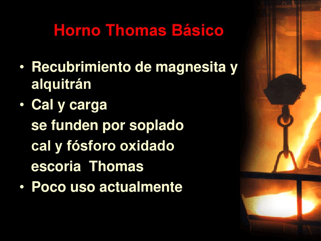 Horno Thomas Básico Recubrimiento de magnesita y alquitrán Cal y carga