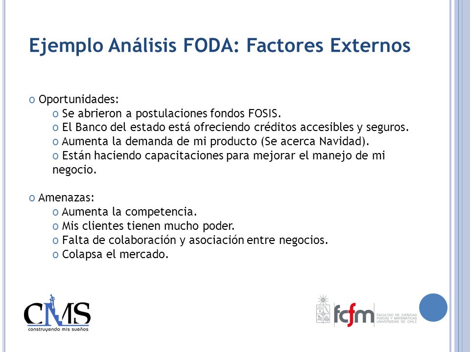 Ejemplo Análisis FODA: Factores Externos