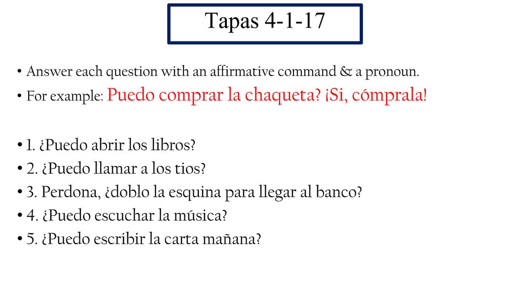 Tapas ¿Puedo abrir los libros 2. ¿Puedo llamar a los tios