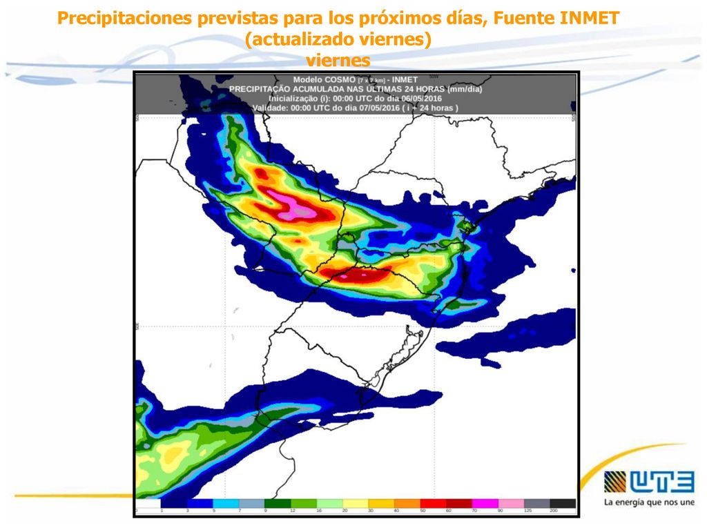 Precipitaciones previstas para los próximos días, Fuente INMET (actualizado viernes)