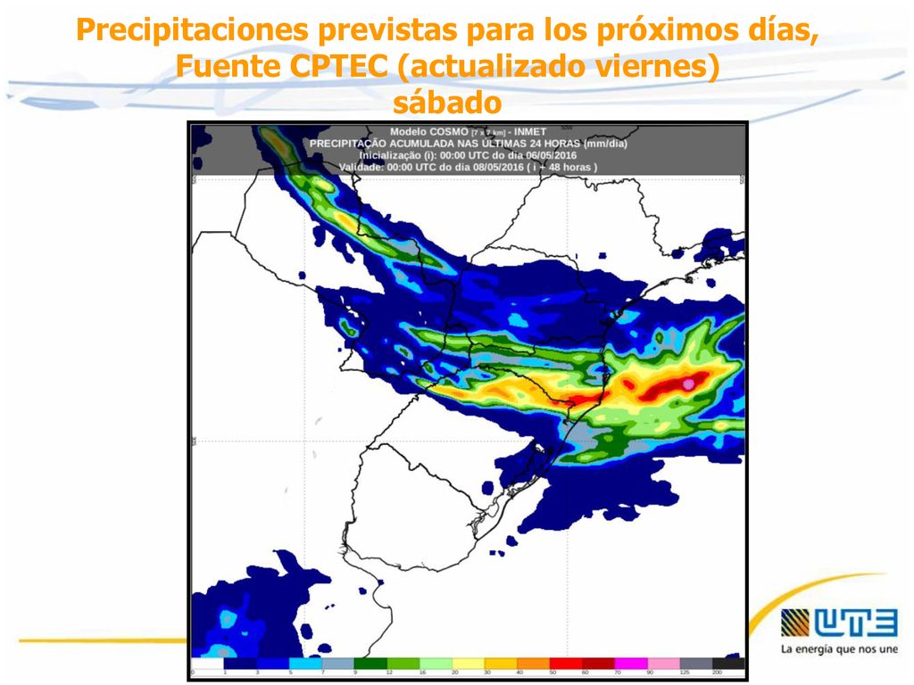 Precipitaciones previstas para los próximos días, Fuente CPTEC (actualizado viernes)