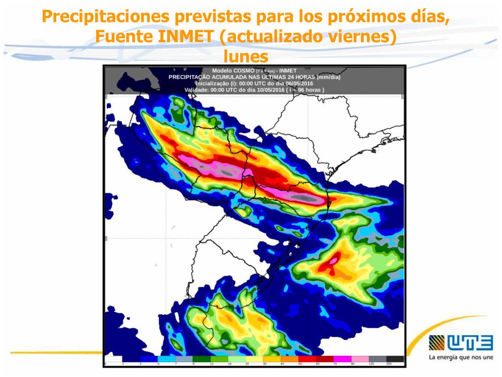 Precipitaciones previstas para los próximos días, Fuente INMET (actualizado viernes)