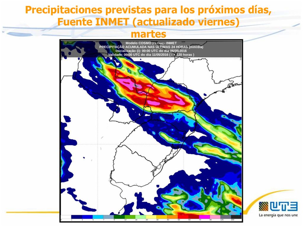 Precipitaciones previstas para los próximos días, Fuente INMET (actualizado viernes)