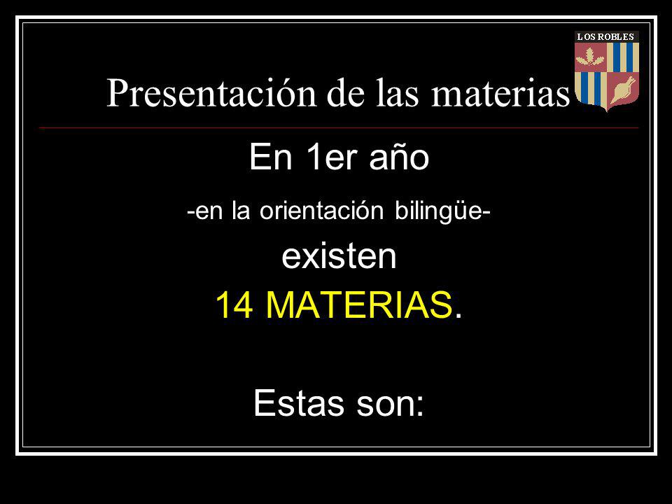Presentación de las materias