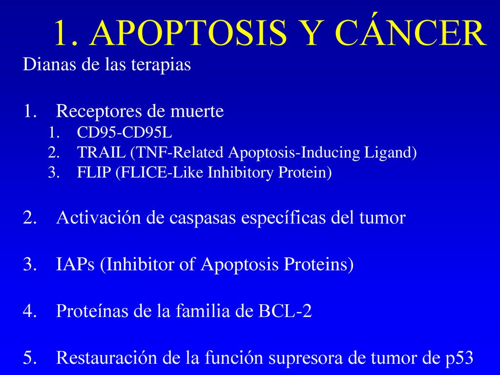 1. APOPTOSIS Y CÁNCER Dianas de las terapias Receptores de muerte