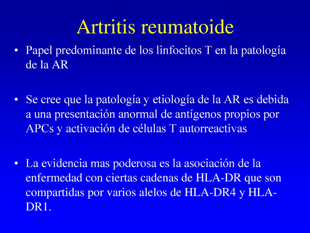 Artritis reumatoide Papel predominante de los linfocitos T en la patología de la AR.