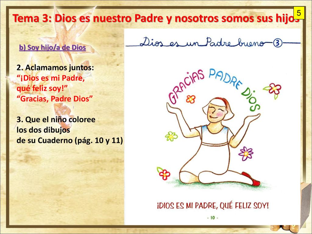 Tema 3: Dios es nuestro Padre y nosotros somos sus hijos