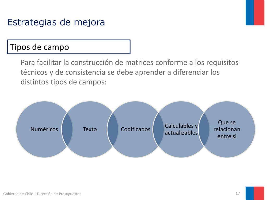 Tipos de campo Estrategias de mejora