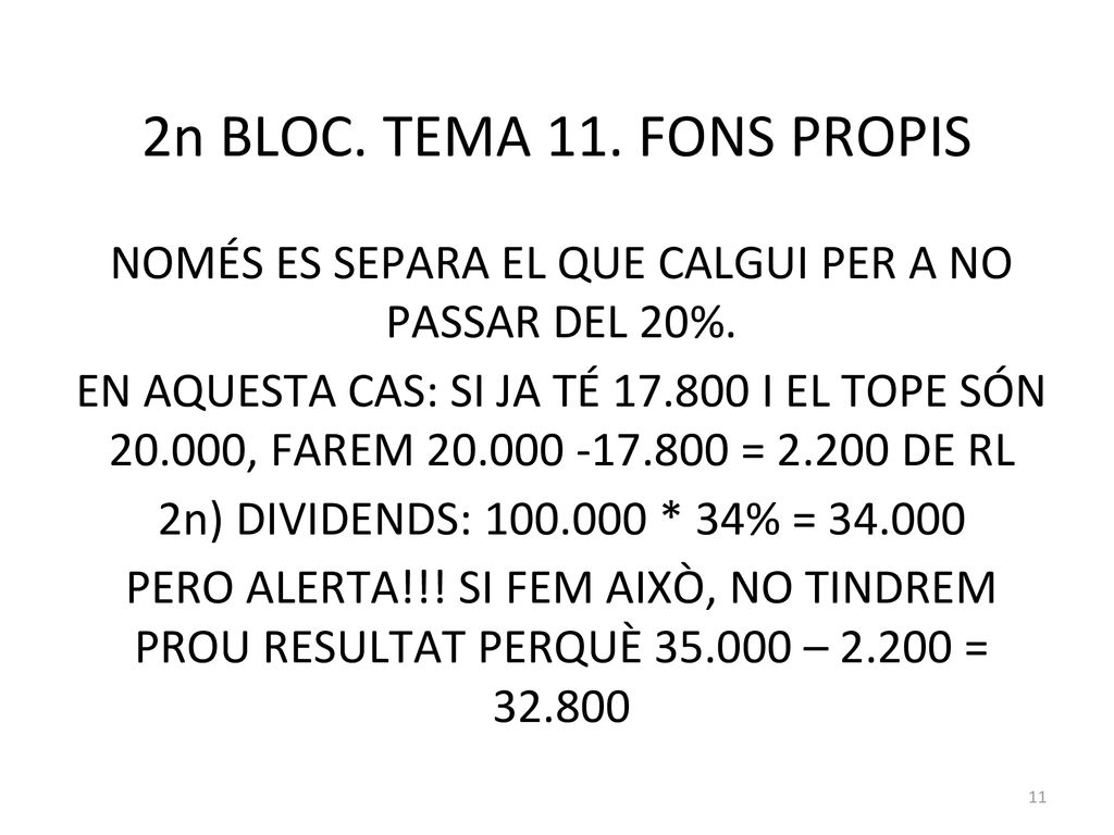 NOMÉS ES SEPARA EL QUE CALGUI PER A NO PASSAR DEL 20%.