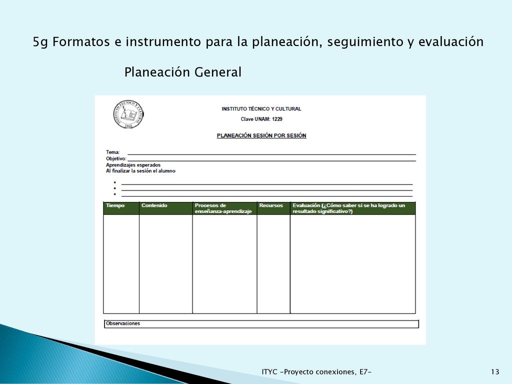 5g Formatos e instrumento para la planeación, seguimiento y evaluación
