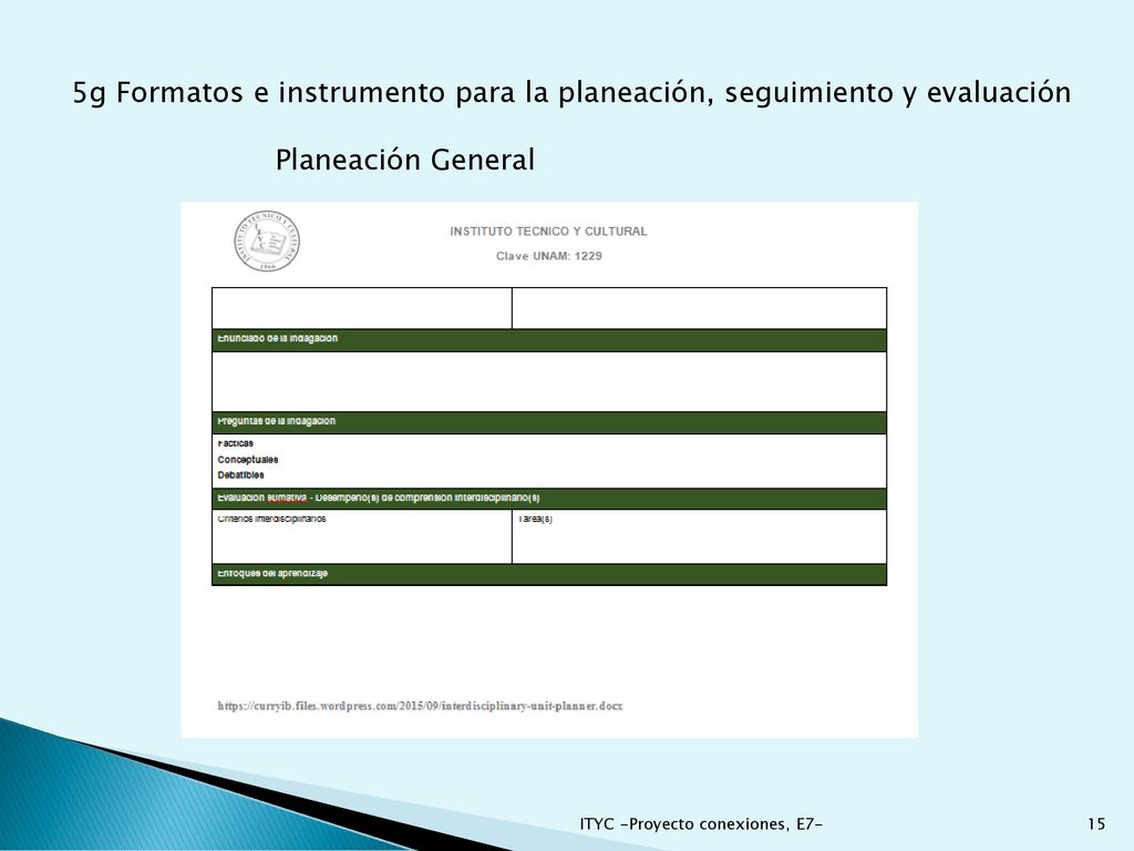 5g Formatos e instrumento para la planeación, seguimiento y evaluación