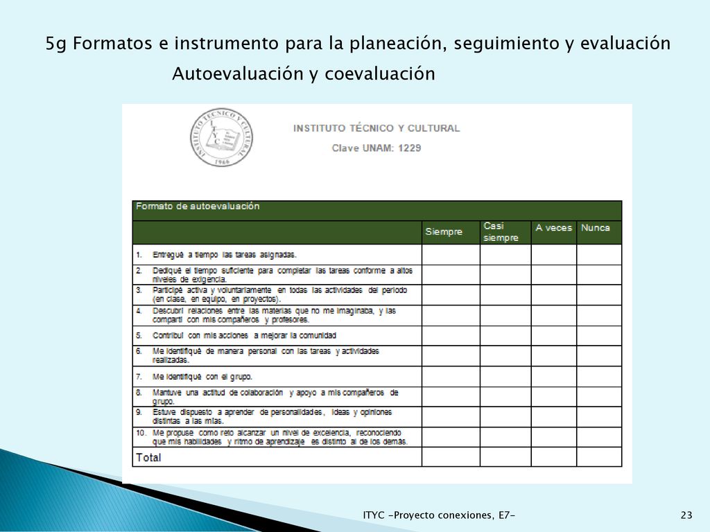 5g Formatos e instrumento para la planeación, seguimiento y evaluación