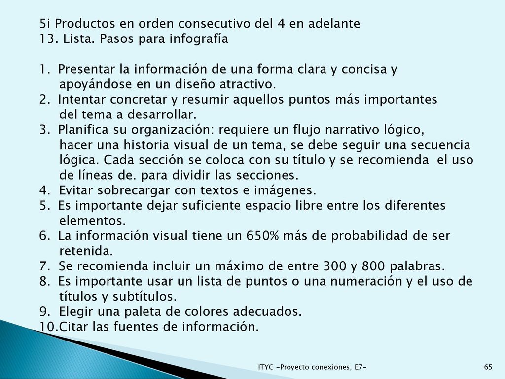 5i Productos en orden consecutivo del 4 en adelante