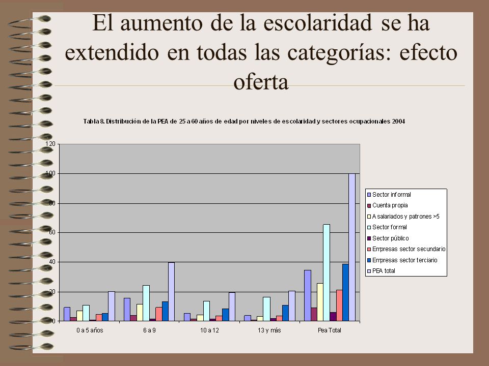 El aumento de la escolaridad se ha extendido en todas las categorías: efecto oferta