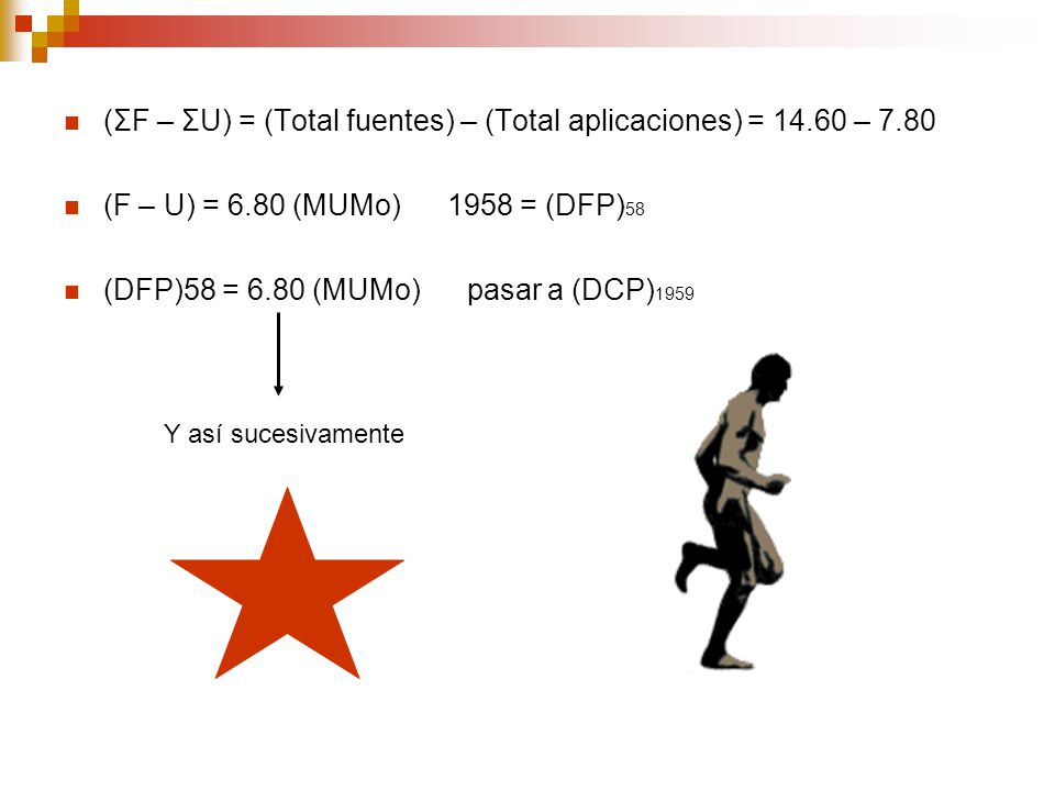 (ΣF – ΣU) = (Total fuentes) – (Total aplicaciones) = – 7.80
