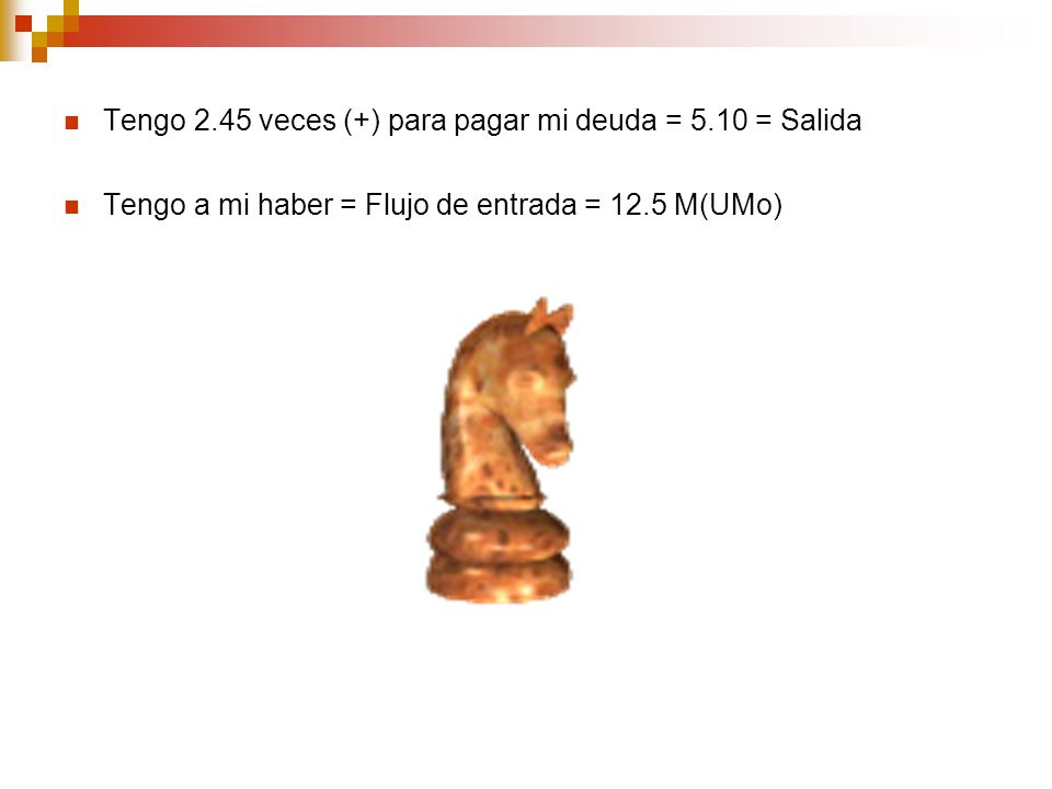 Tengo 2.45 veces (+) para pagar mi deuda = 5.10 = Salida