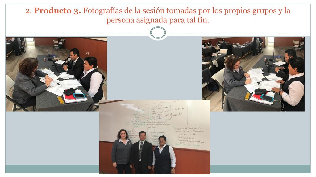 2. Producto 3. Fotografías de la sesión tomadas por los propios grupos y la persona asignada para tal fin.