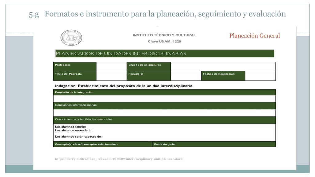 5.g Formatos e instrumento para la planeación, seguimiento y evaluación