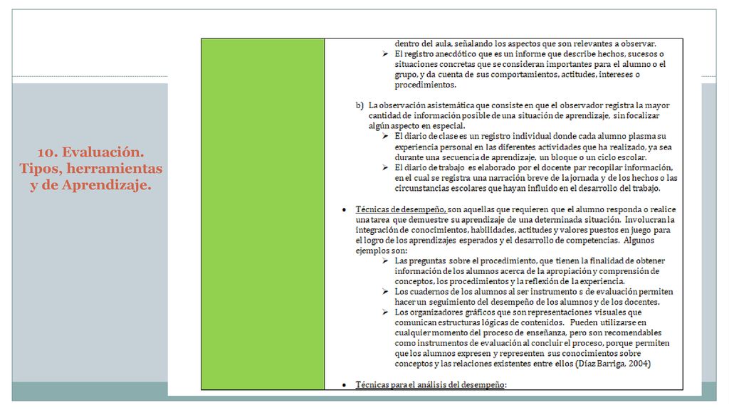 10. Evaluación. Tipos, herramientas y de Aprendizaje.