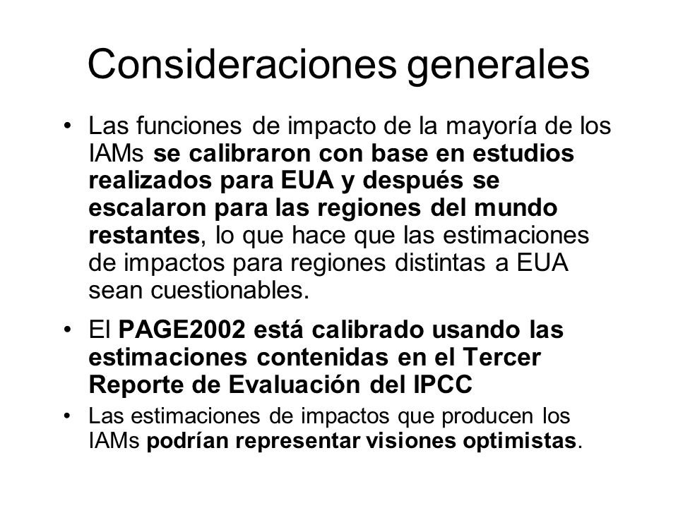 Consideraciones generales