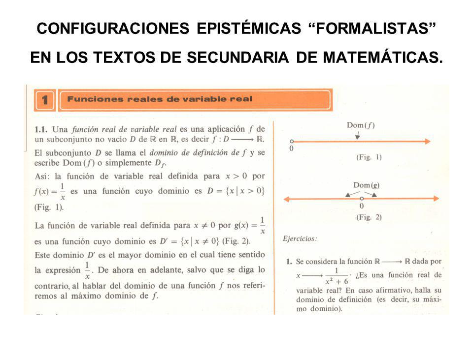 CONFIGURACIONES EPISTÉMICAS FORMALISTAS EN LOS TEXTOS DE SECUNDARIA DE MATEMÁTICAS.