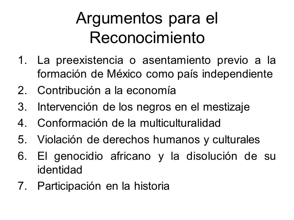 Argumentos para el Reconocimiento