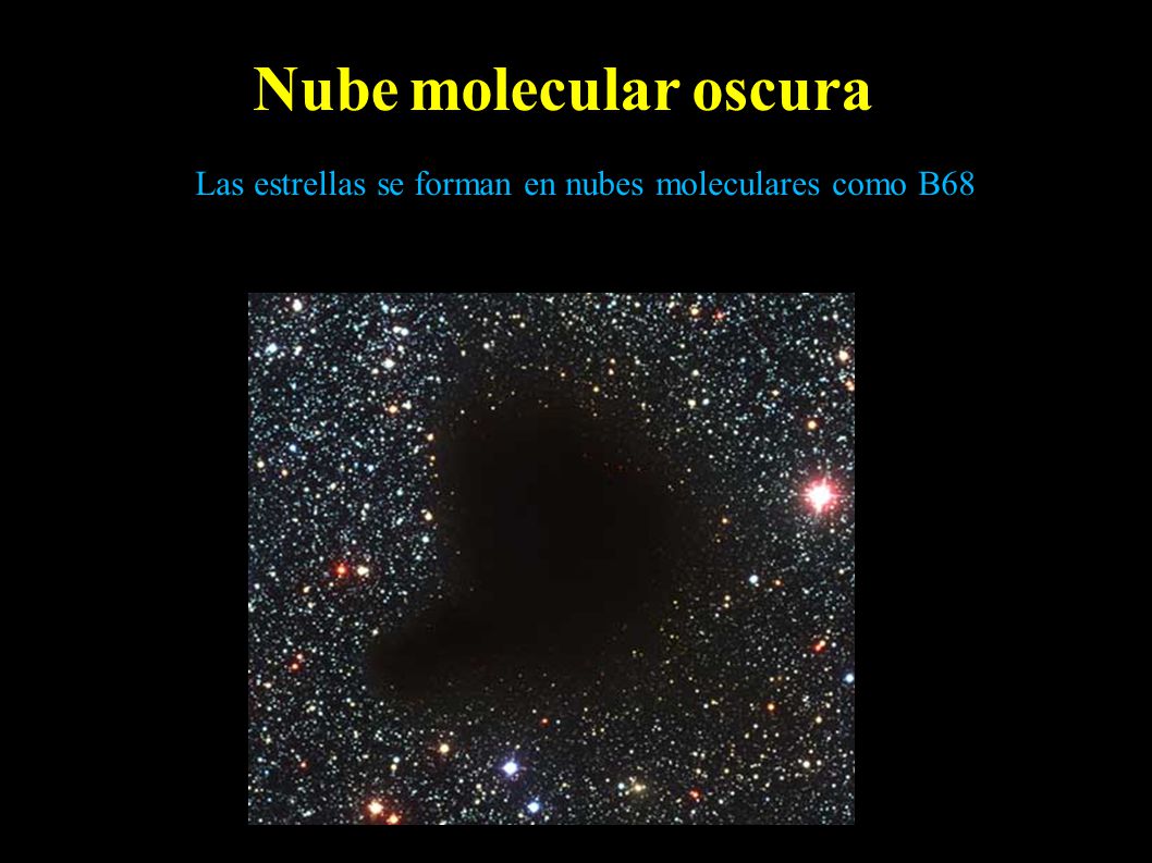 Las estrellas se forman en nubes moleculares como B68