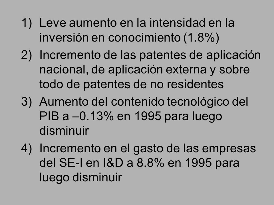 Leve aumento en la intensidad en la inversión en conocimiento (1.8%)