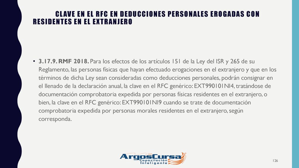 CLAVE EN EL RFC EN DEDUCCIONES PERSONALES EROGADAS CON RESIDENTES EN EL EXTRANJERO