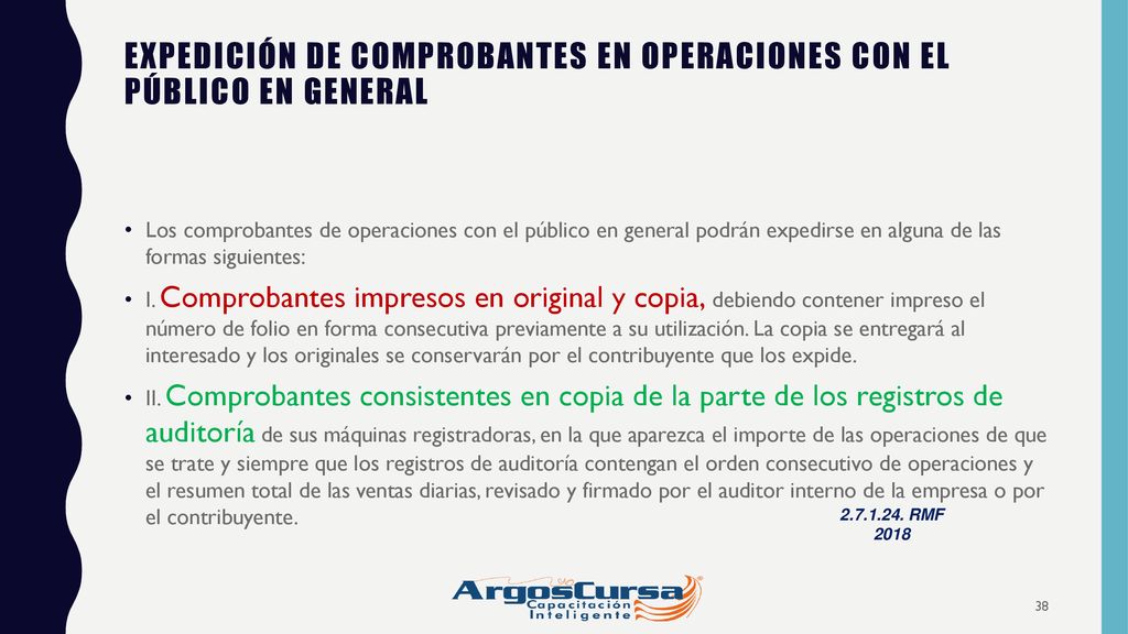 EXPEDICIÓN DE COMPROBANTES EN OPERACIONES CON EL PÚBLICO EN GENERAL
