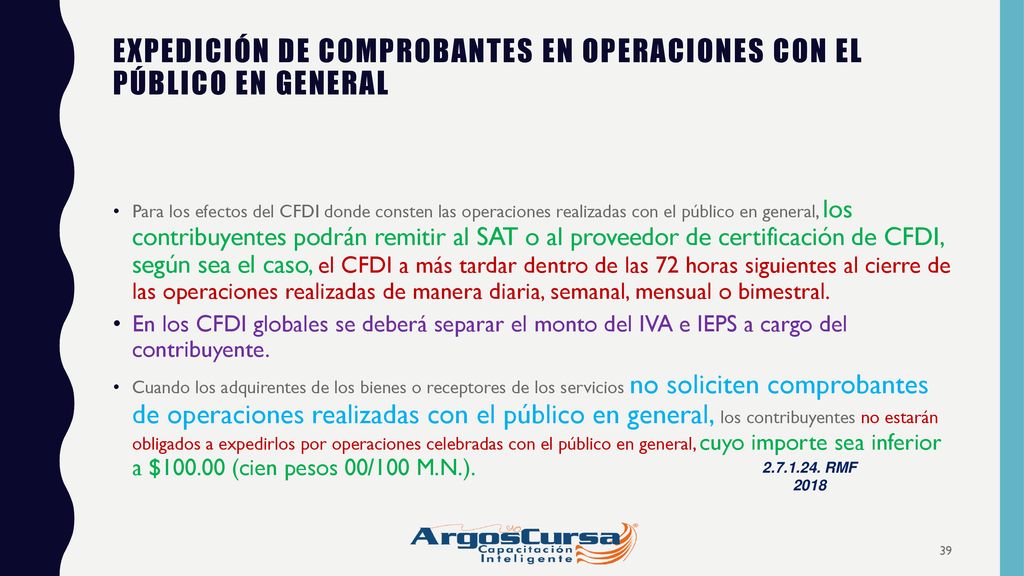 EXPEDICIÓN DE COMPROBANTES EN OPERACIONES CON EL PÚBLICO EN GENERAL