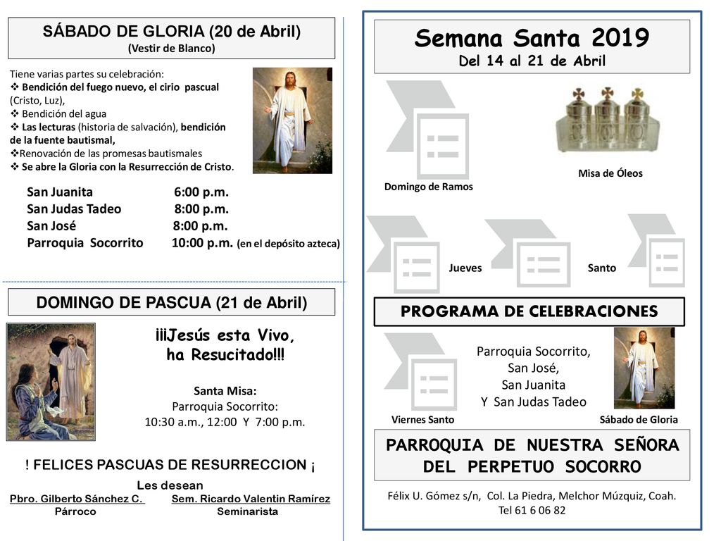 Semana Santa 2019 PARROQUIA DE NUESTRA SEÑORA DEL PERPETUO SOCORRO