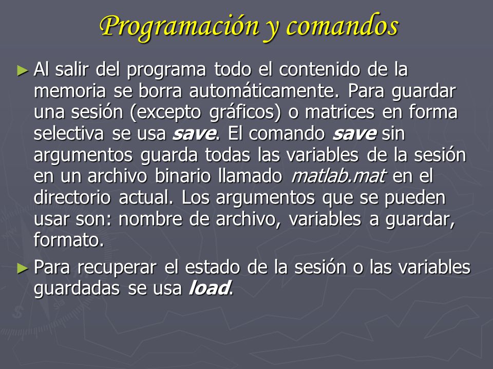 Programación y comandos