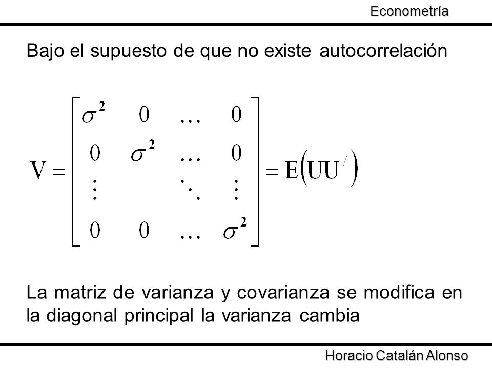 Bajo el supuesto de que no existe autocorrelación