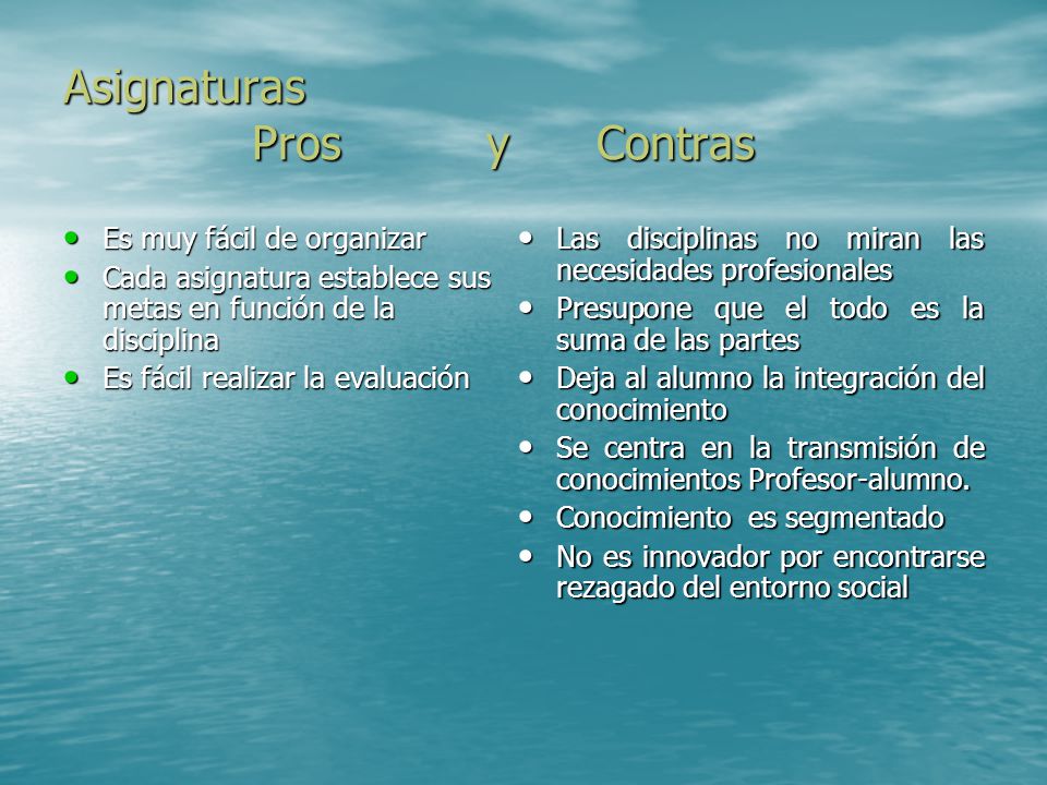 Asignaturas Pros y Contras