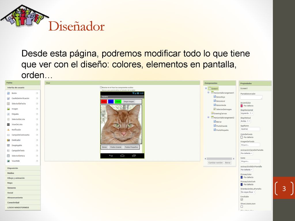 Diseñador Desde esta página, podremos modificar todo lo que tiene que ver con el diseño: colores, elementos en pantalla, orden…