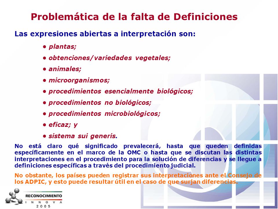 Problemática de la falta de Definiciones