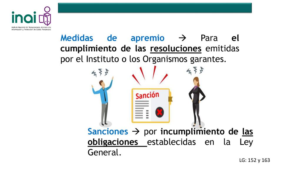 Medidas de apremio  Para el cumplimiento de las resoluciones emitidas por el Instituto o los Organismos garantes.