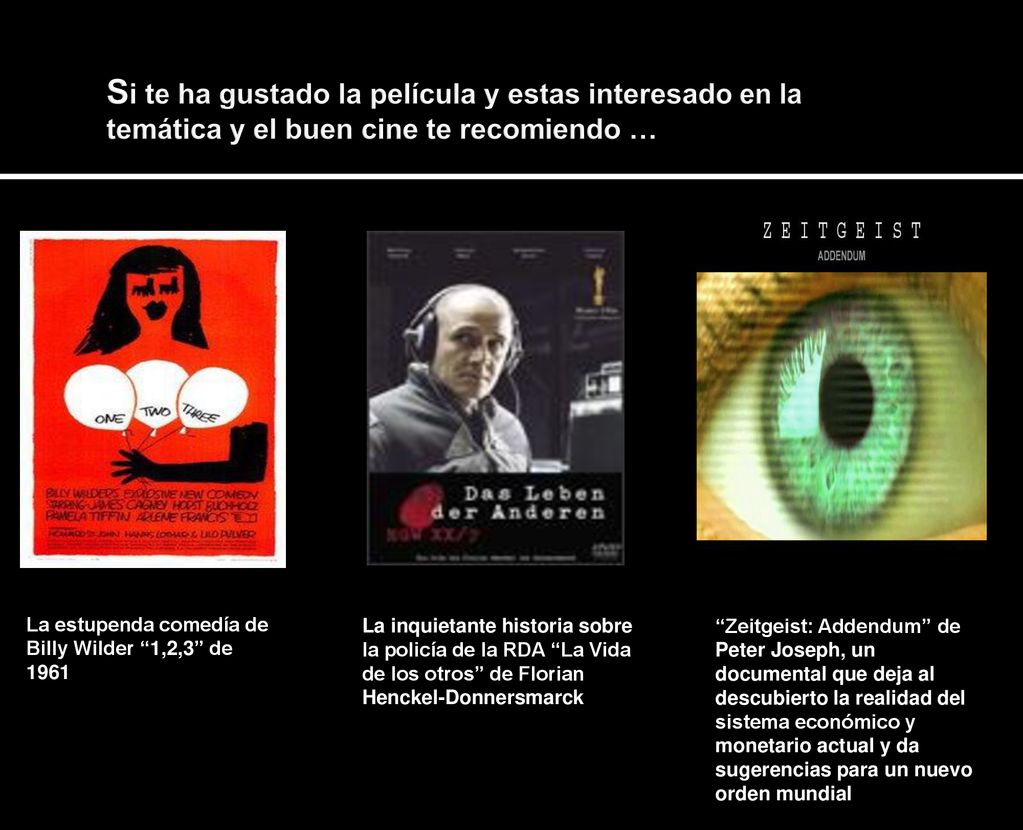 Si te ha gustado la película y estas interesado en la temática y el buen cine te recomiendo …