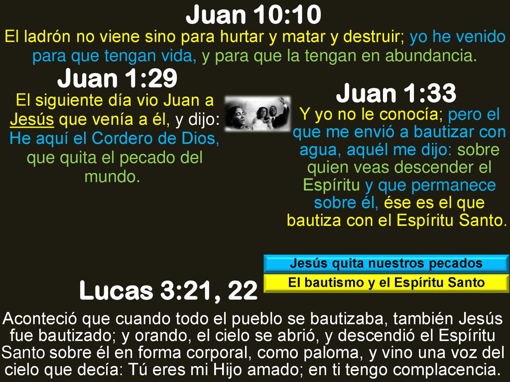 Jesús quita nuestros pecados El bautismo y el Espíritu Santo