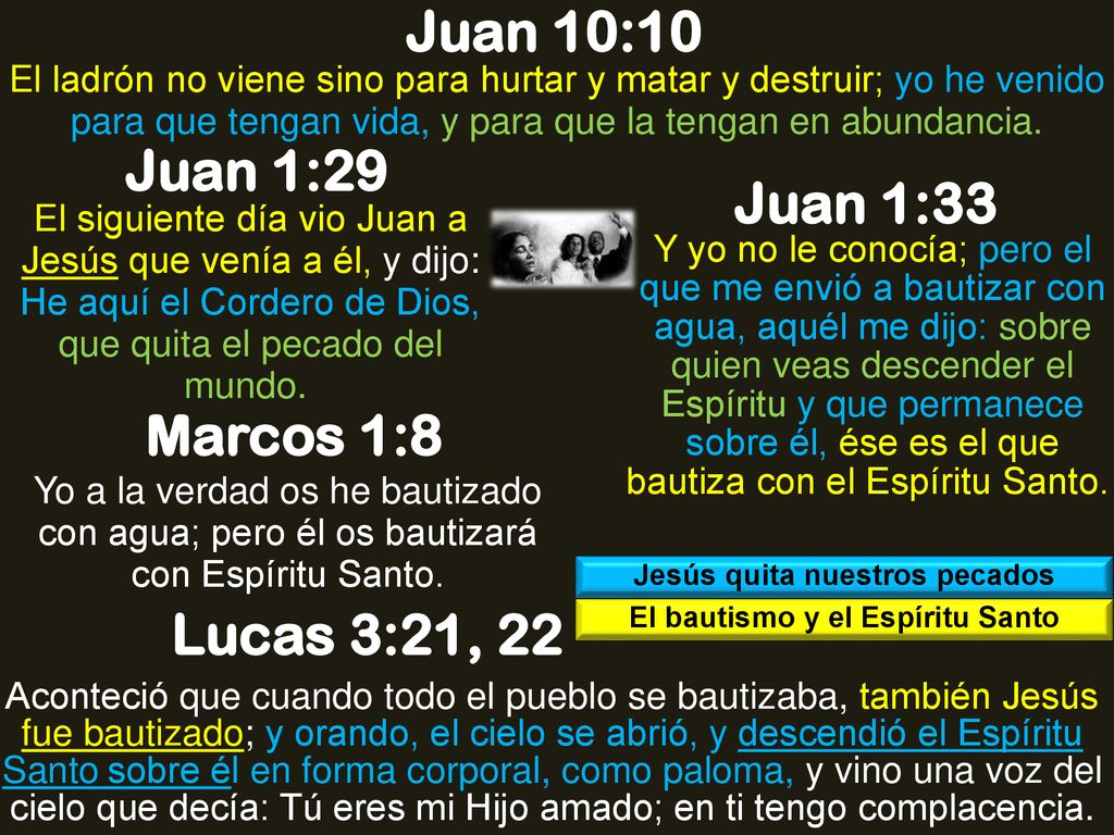 Jesús quita nuestros pecados El bautismo y el Espíritu Santo