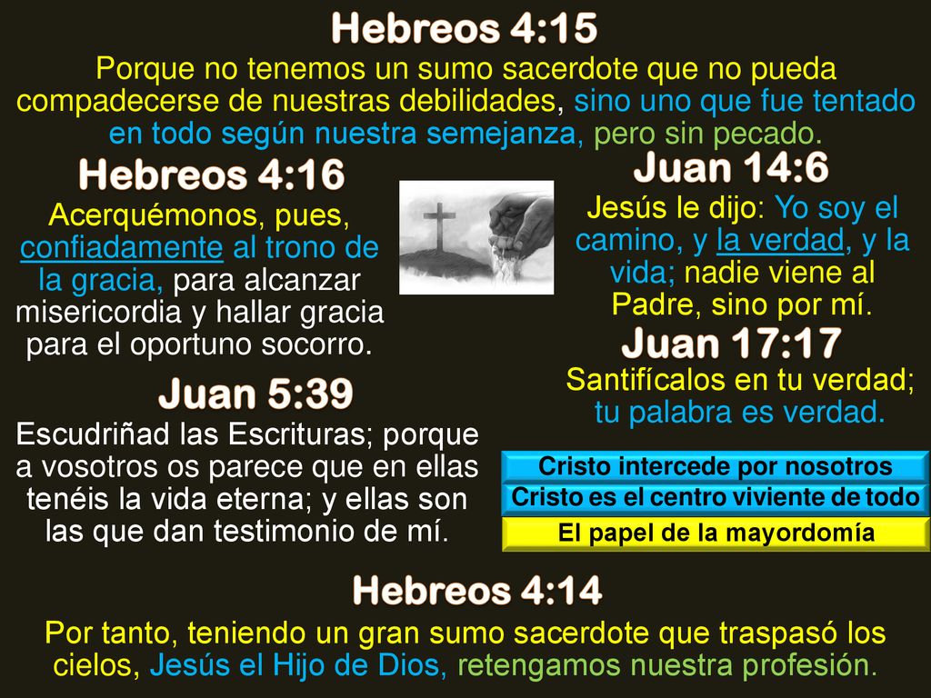 Hebreos 4:15 Juan 14:6 Hebreos 4:16 Juan 17:17 Juan 5:39