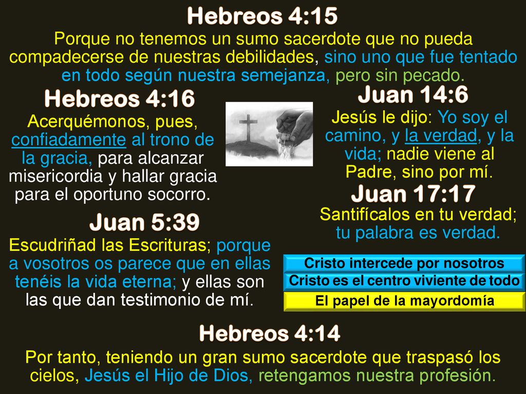 Hebreos 4:15 Juan 14:6 Hebreos 4:16 Juan 17:17 Juan 5:39
