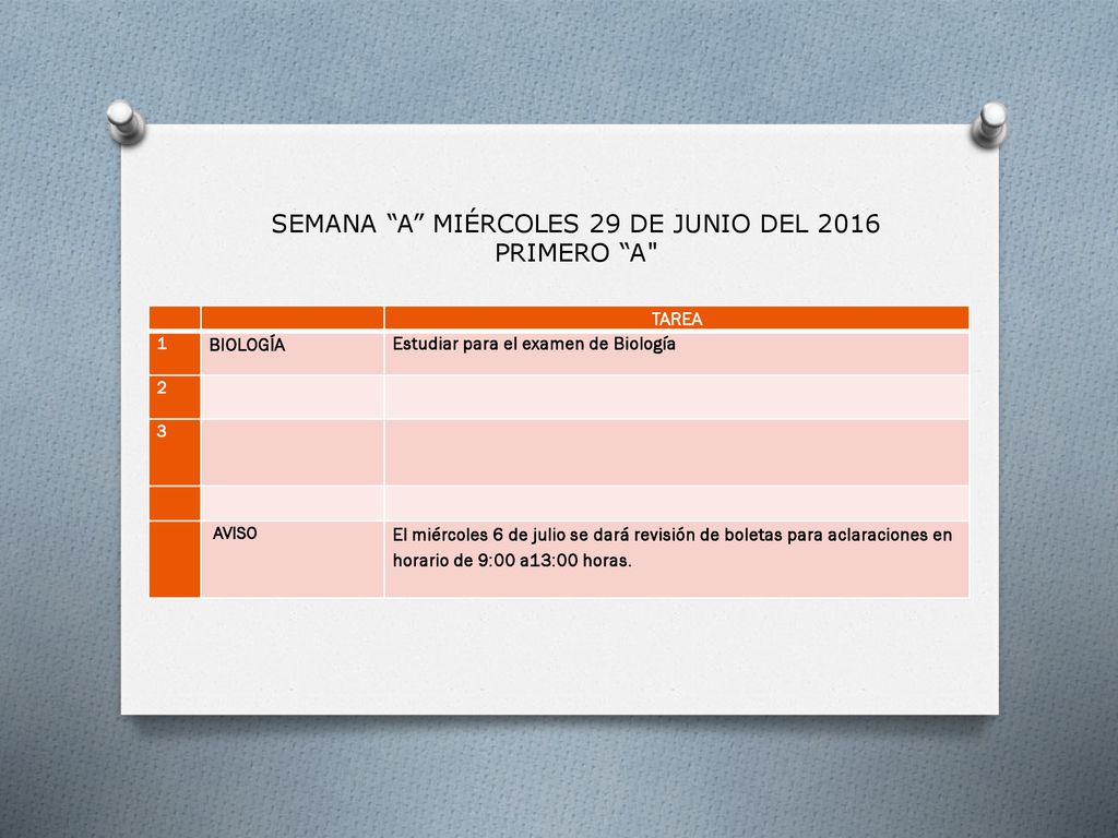 SEMANA A MIÉRCOLES 29 DE JUNIO DEL 2016 PRIMERO A
