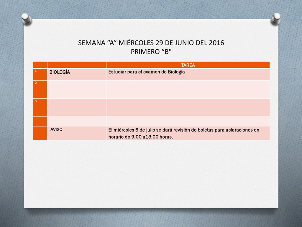 SEMANA A MIÉRCOLES 29 DE JUNIO DEL 2016 PRIMERO B