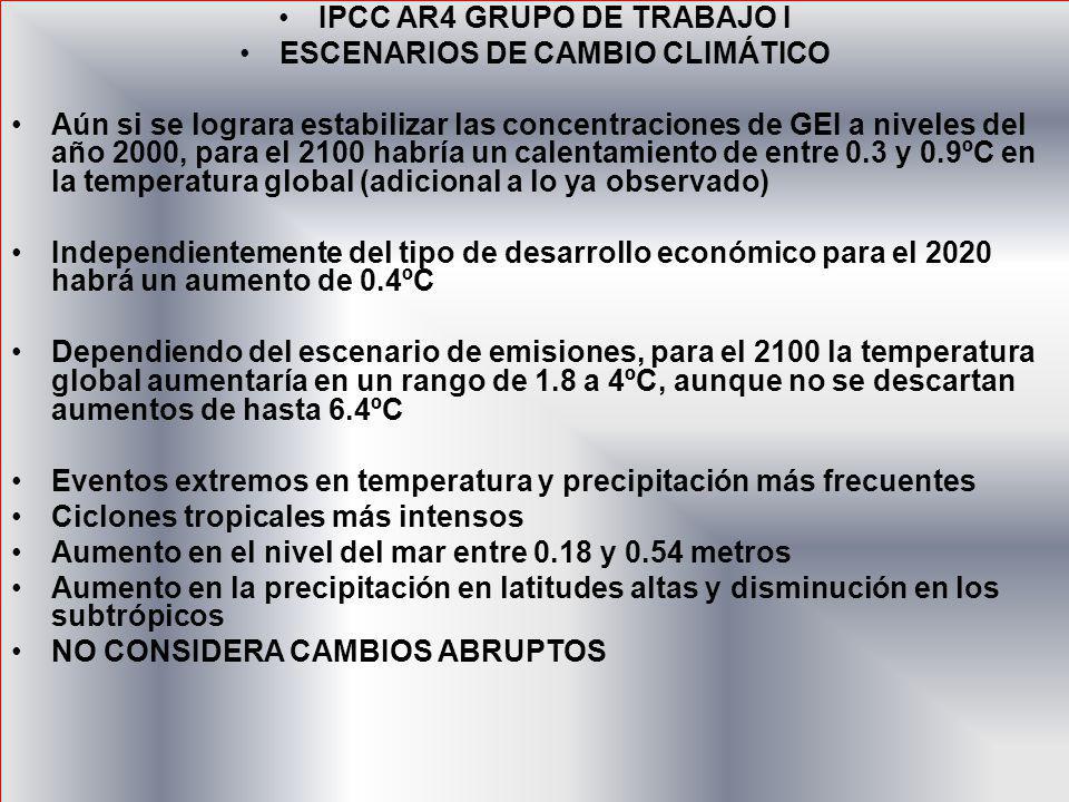 IPCC AR4 GRUPO DE TRABAJO I ESCENARIOS DE CAMBIO CLIMÁTICO